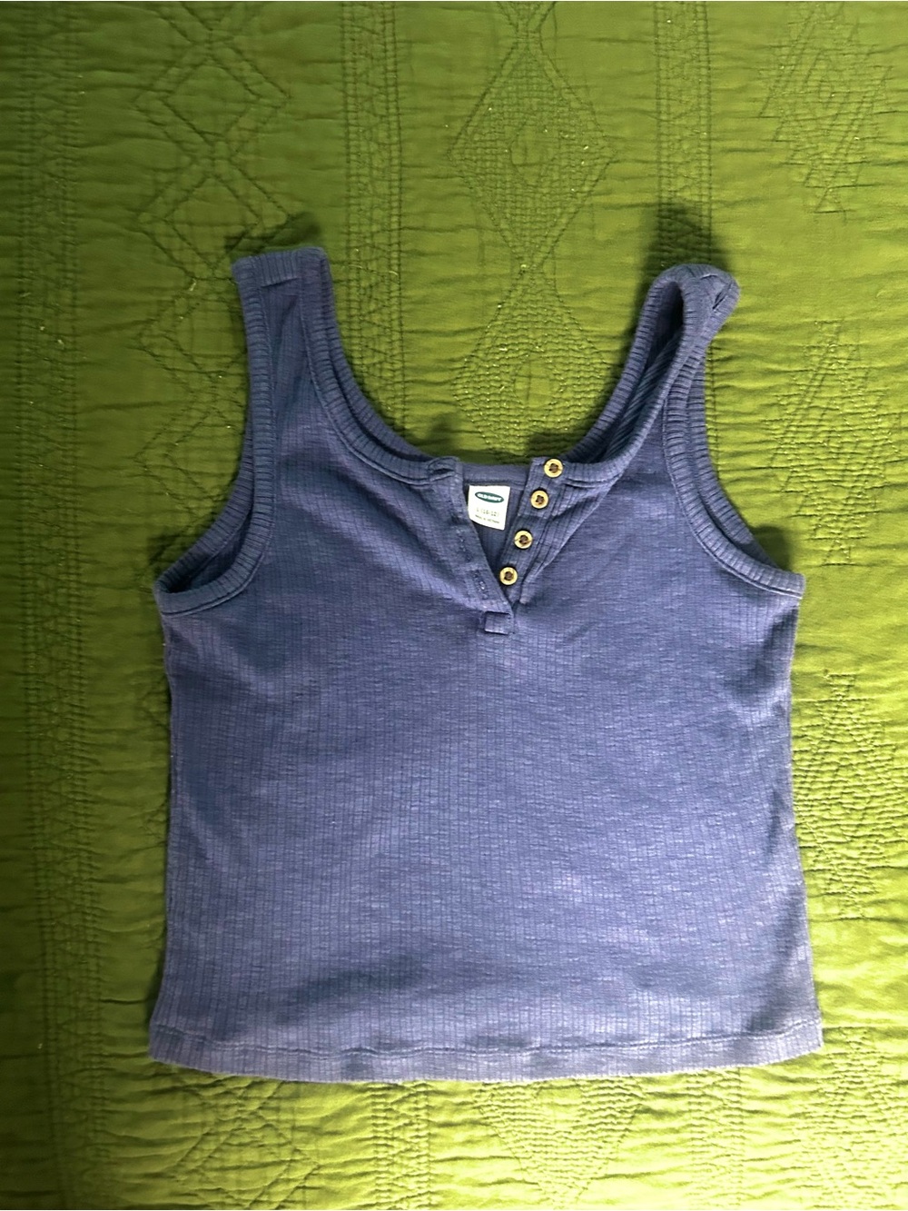 Old Navy - Navy blue Ribbed Henley Crop Tank